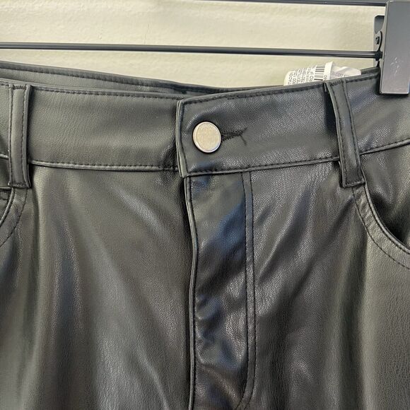 Zara Faux Leather Straight Leg Trouser Black Pants High Rise Womens Size 6 - Picture 4 of 12